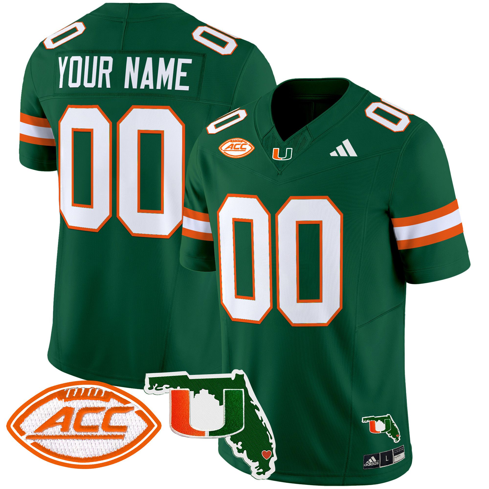 Men Miami Hurricanes Green 2024 Florida Patch Vapor Limited Custom NCAA Jersey style 1